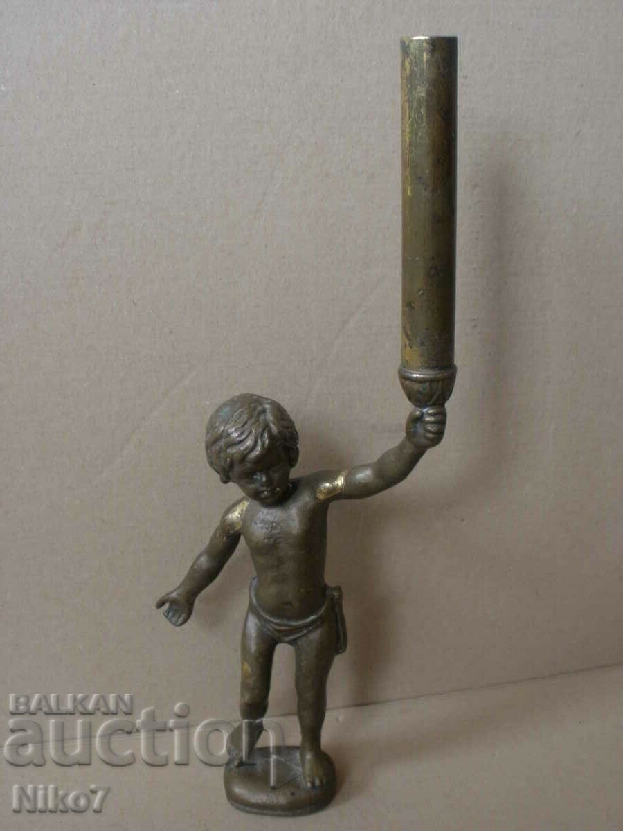 Antique, solid bronze figure - "Cherub"