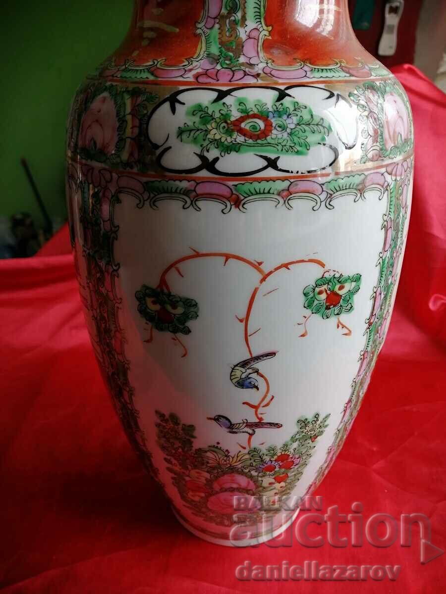 Large Old CHINESE Family Rose Vase, Marked - 6 Large Old CHINESE Family Rose Vase, Marked - 6