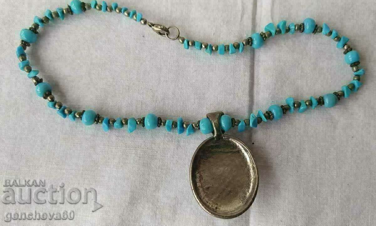 Turquoise necklace with Murano glass medallion with price 45.00 BGN | € 23.01