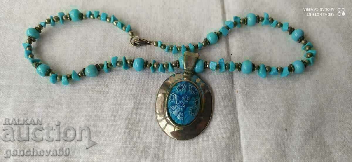 Turquoise necklace with Murano glass medallion - 6