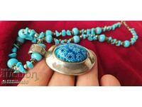 Turquoise necklace with Murano glass medallion