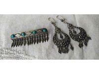 Revival brooch and filigree earrings / silver 22g