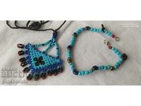 ART necklace amulet, costume and bracelet/glass beads