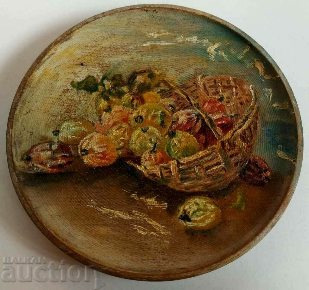 Auction OLD PAINTED WOODEN PLATE TANUR TANURCHE KINGDOM OF BULGARIA Auction OLD PAINTED WOODEN PLATE TANUR TANURCHE KINGDOM OF BULGARIA