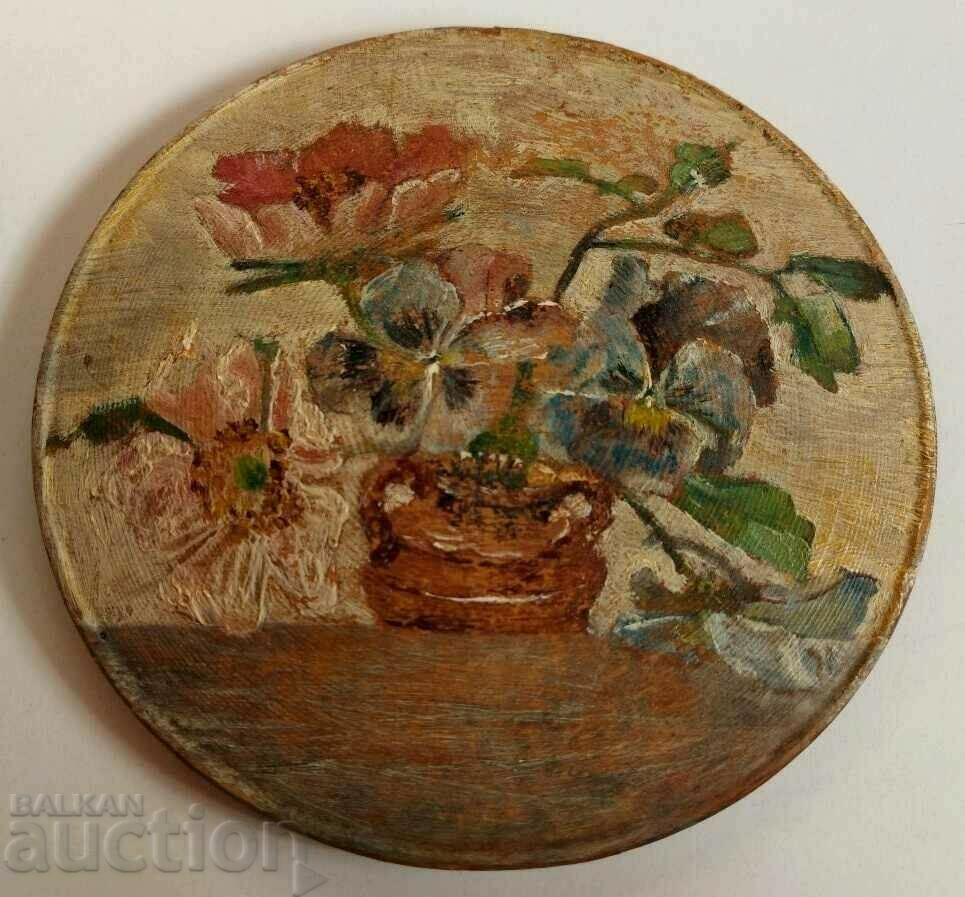 OLD PAINTED WOODEN PLATE TANUR TANURCHE KINGDOM OF BULGARIA with price 59.00 BGN | € 30.17 OLD PAINTED WOODEN PLATE TANUR TANURCHE KINGDOM OF BULGARIA with price 59.00 BGN | € 30.17