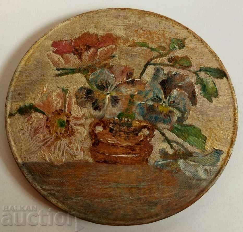 Auction OLD PAINTED WOODEN PLATE TANUR TANURCHE KINGDOM OF BULGARIA Auction OLD PAINTED WOODEN PLATE TANUR TANURCHE KINGDOM OF BULGARIA