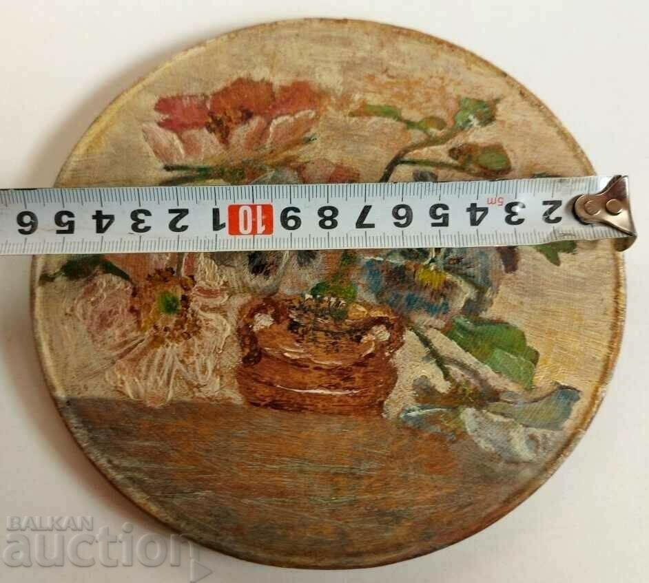 Delivery of OLD PAINTED WOODEN PLATE TANUR TANURCHE KINGDOM OF BULGARIA Delivery of OLD PAINTED WOODEN PLATE TANUR TANURCHE KINGDOM OF BULGARIA
