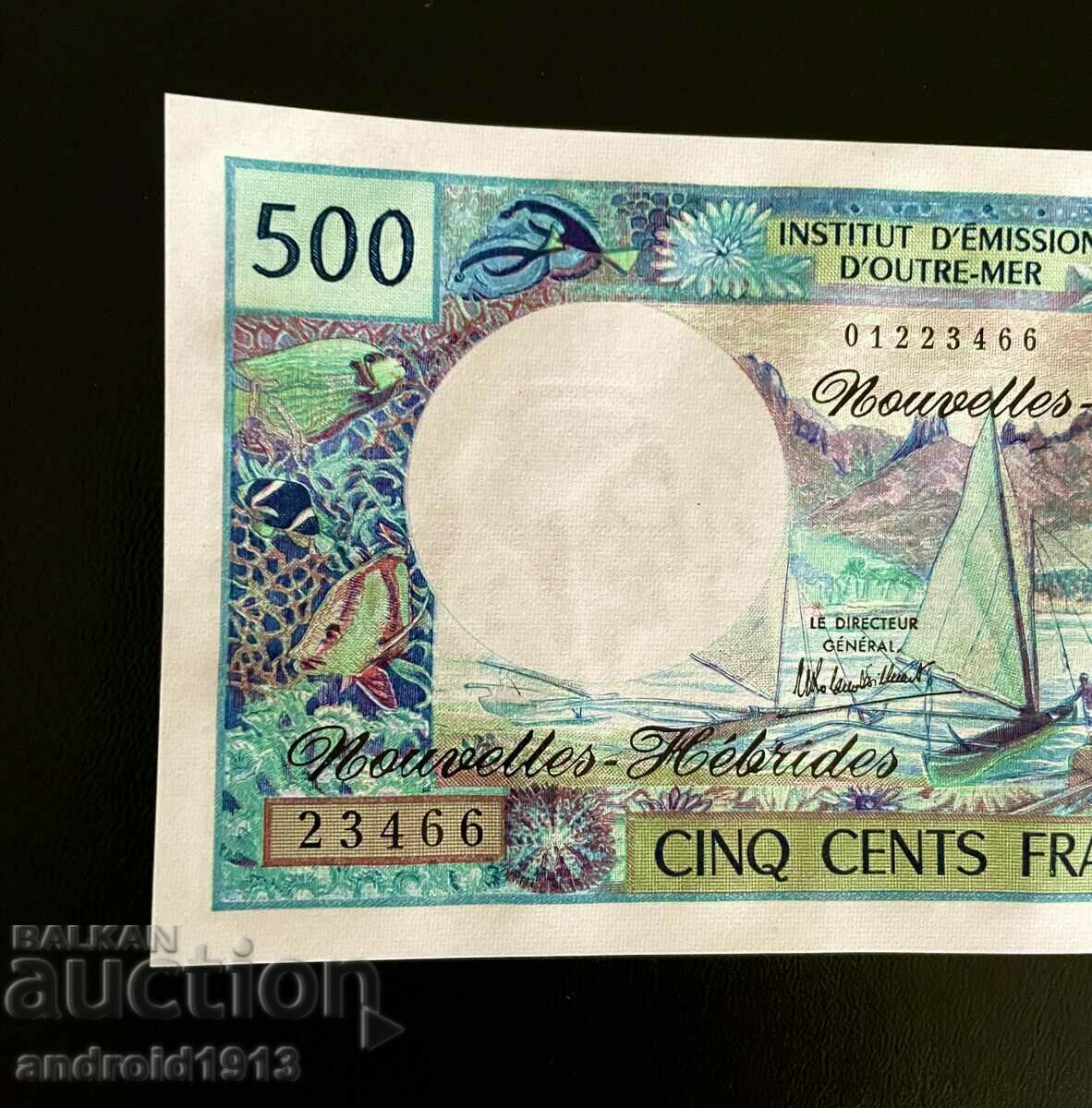 НОВИ ХЕБРИДИ - 500 ФРАНКА 1980, P-19d, UNC - 5 НОВИ ХЕБРИДИ - 500 ФРАНКА 1980, P-19d, UNC - 5