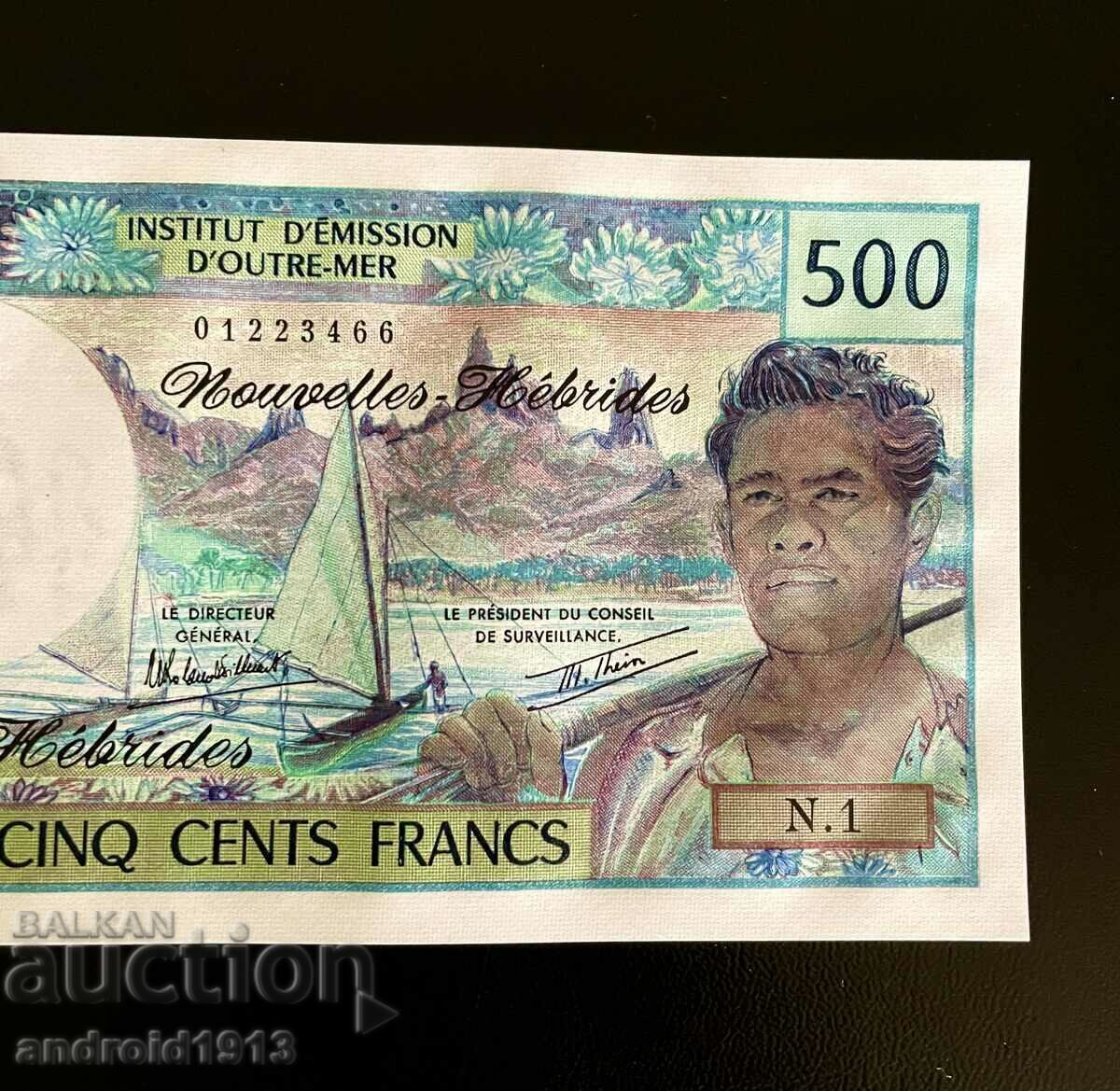 НОВИ ХЕБРИДИ - 500 ФРАНКА 1980, P-19d, UNC - 6 НОВИ ХЕБРИДИ - 500 ФРАНКА 1980, P-19d, UNC - 6