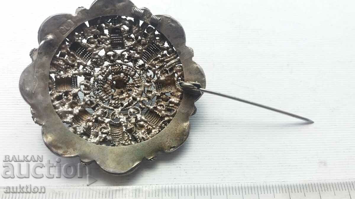FILIGRED SILVER BROOCH 29 GRAMS 800 PROB - 7 FILIGRED SILVER BROOCH 29 GRAMS 800 PROB - 7