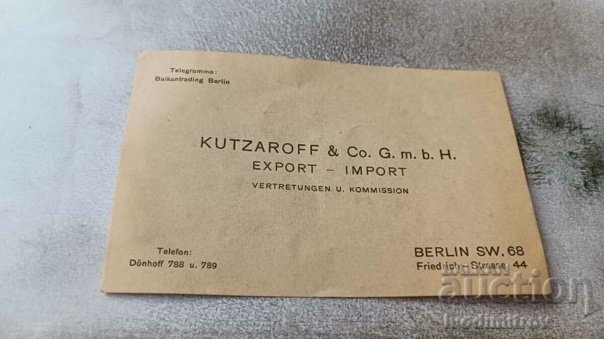 Визитна картичка Kutzaroff & Co. G.m.b.H. Export - Import