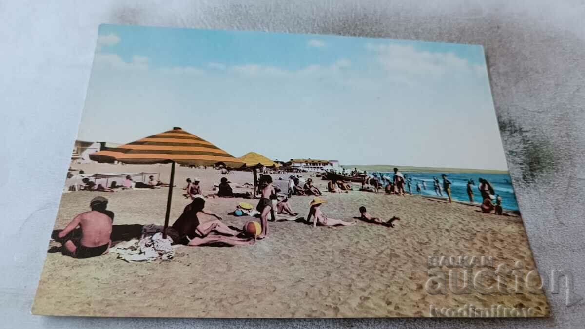 Пощенска картичка Поморие Плажът 1960
