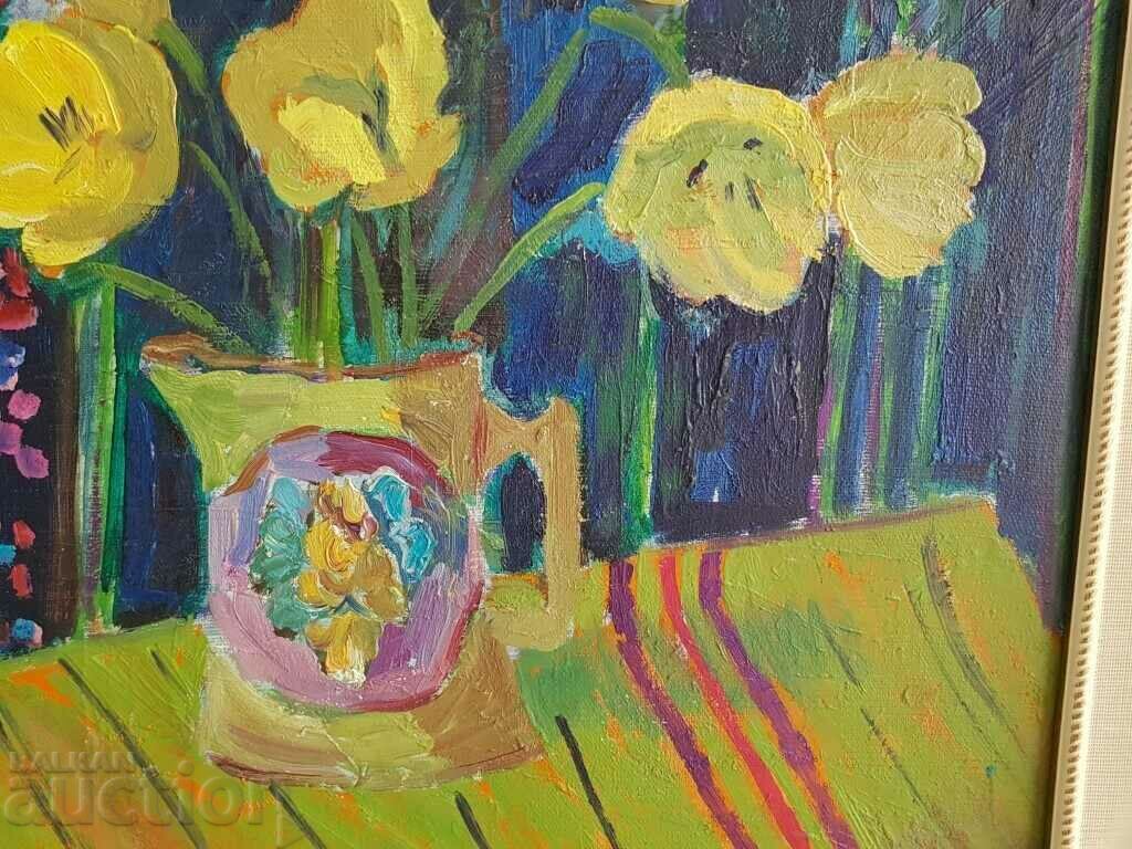 NEVENA DIMITROVA 1927 Beautiful Still Life Tulips 1970s - 5 NEVENA DIMITROVA 1927 Beautiful Still Life Tulips 1970s - 5