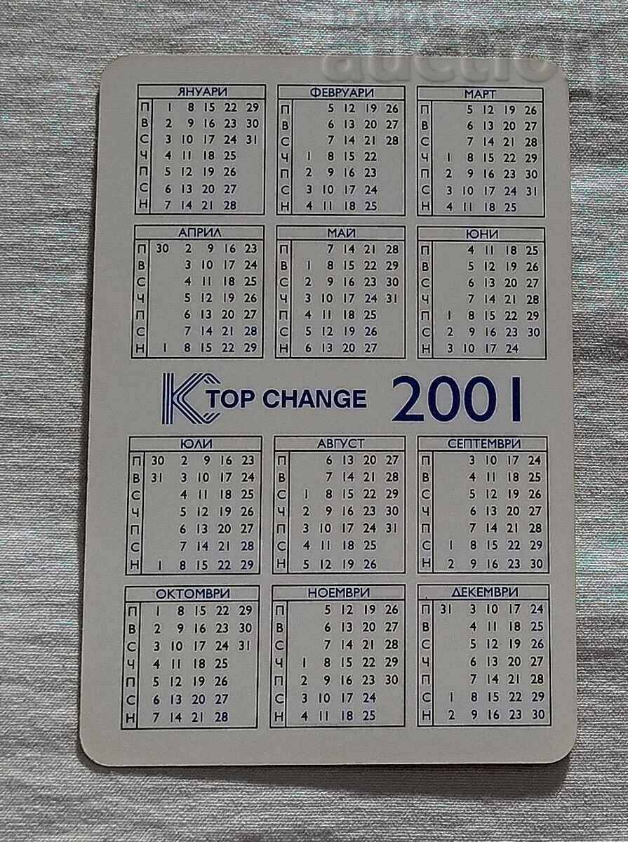 K TOP CHANGE EXCHANGE BUREAU CALENDAR 2001 with price 2.00 BGN | € 1.02 K TOP CHANGE EXCHANGE BUREAU CALENDAR 2001 with price 2.00 BGN | € 1.02
