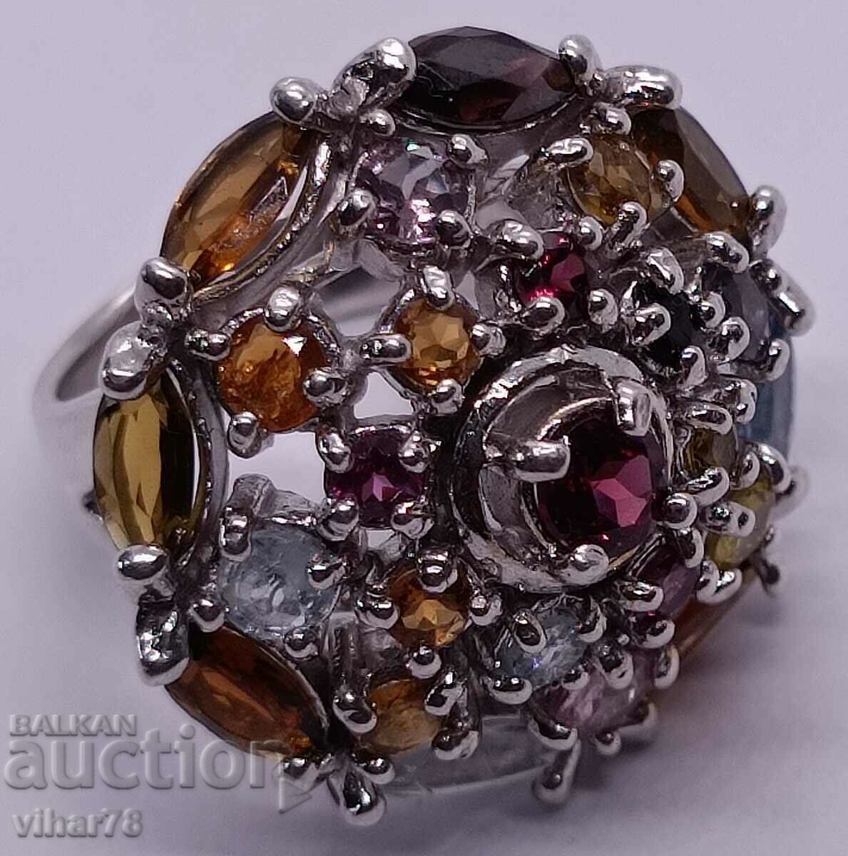 Massive Silver ring with a huge bouquet of stones with price 279.99 BGN | € 143.16 Massive Silver ring with a huge bouquet of stones with price 279.99 BGN | € 143.16