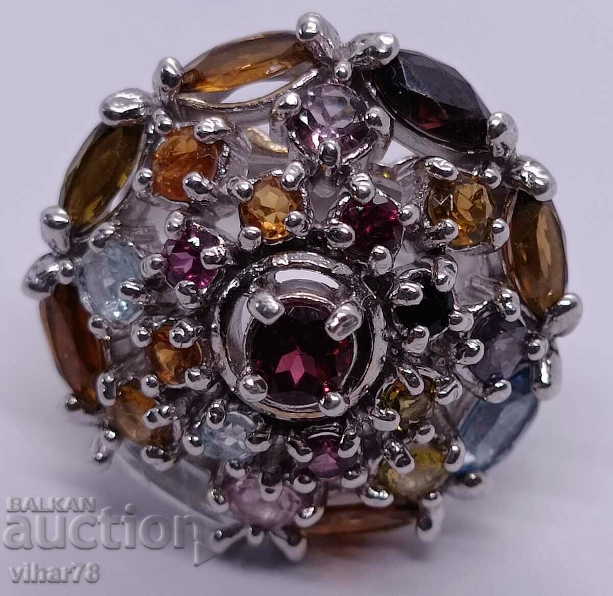 Delivery of Massive Silver ring with a huge bouquet of stones Delivery of Massive Silver ring with a huge bouquet of stones