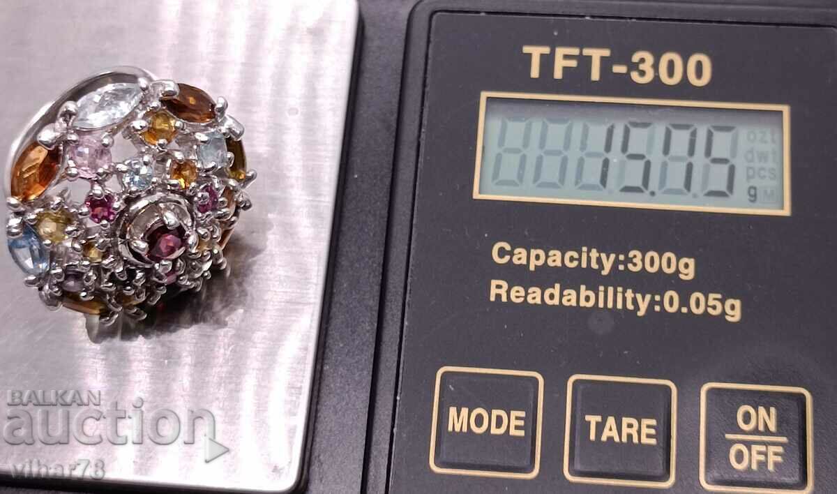 Massive Silver ring with a huge bouquet of stones - 5 Massive Silver ring with a huge bouquet of stones - 5