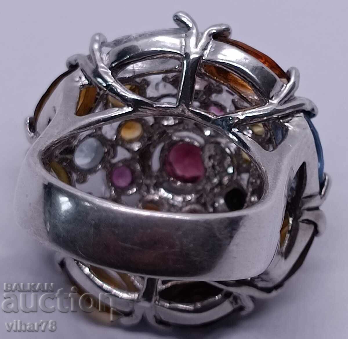 Massive Silver ring with a huge bouquet of stones - 6 Massive Silver ring with a huge bouquet of stones - 6