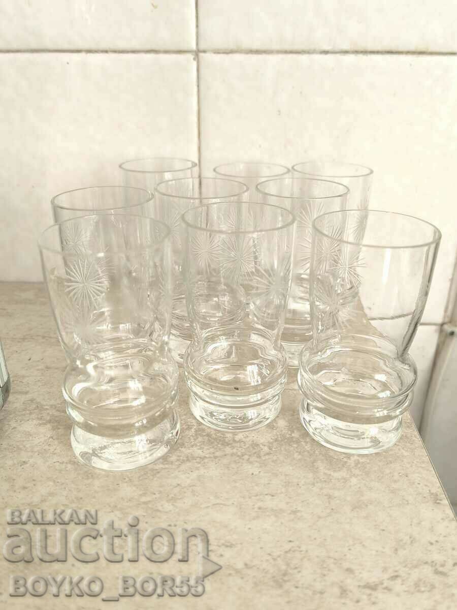 Auction Old Bulgarian Soc Glass Cups 9 pcs. Auction Old Bulgarian Soc Glass Cups 9 pcs.