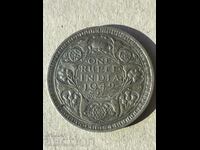 Британска Индия 1 рупия 1942 Джордж VI сребро