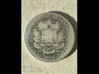 Venezuela 2 bolivari 1936 Simón Bolívar investiție în argint
