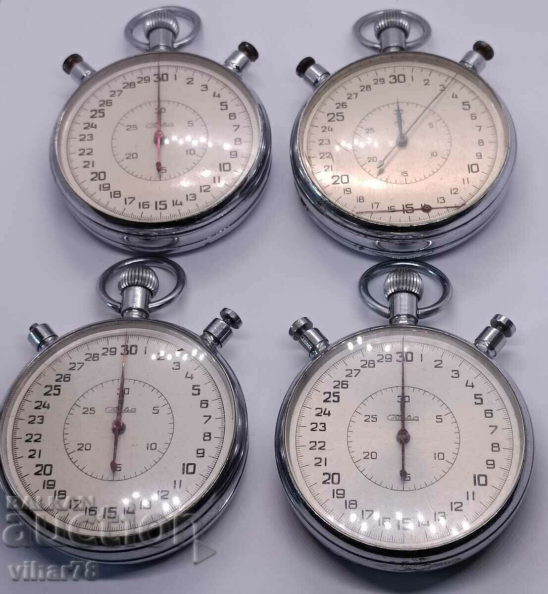Auction Lot of 4 Slava chronometers - do not work for repair or re Auction Lot of 4 Slava chronometers - do not work for repair or re