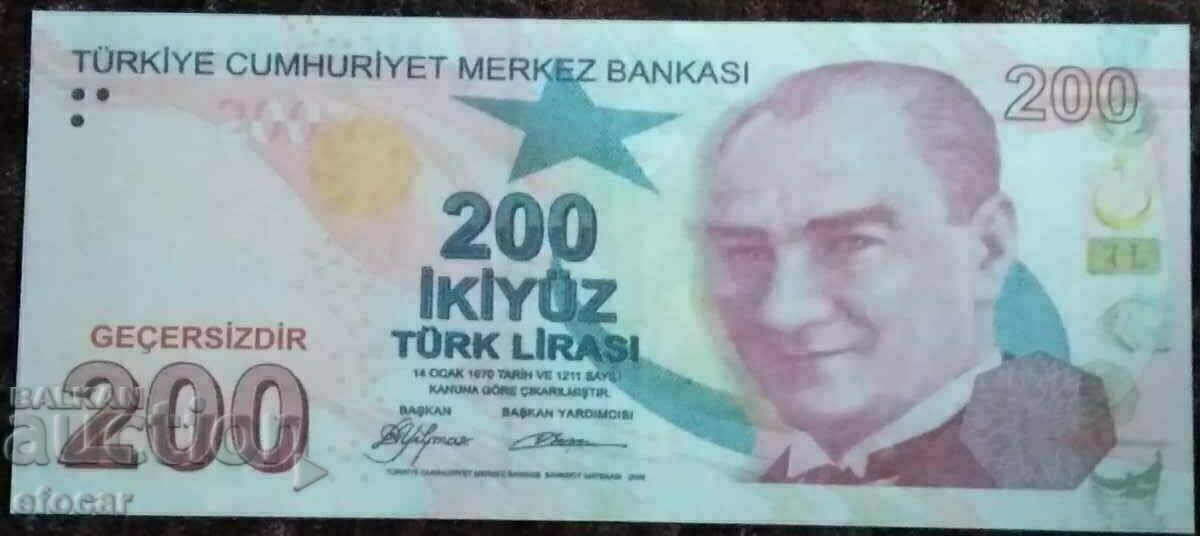 200 lire Turcia 2009 bancnota Turcia Copie