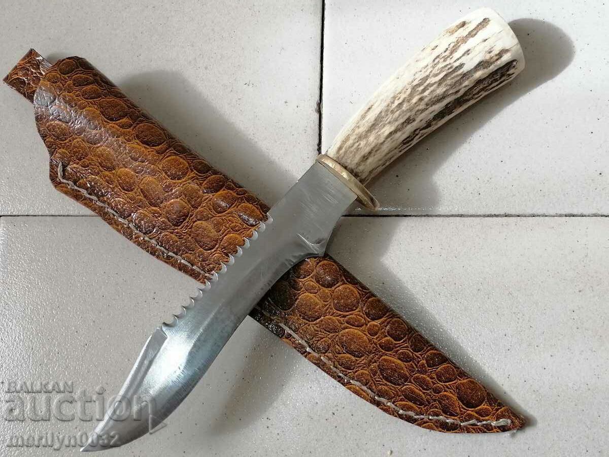 Hunting knife with handle and deer antler handle - 6 Hunting knife with handle and deer antler handle - 6
