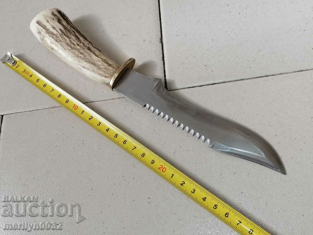 Cutit de vanatoare cu maner si maner din coarne de cerb - 7
