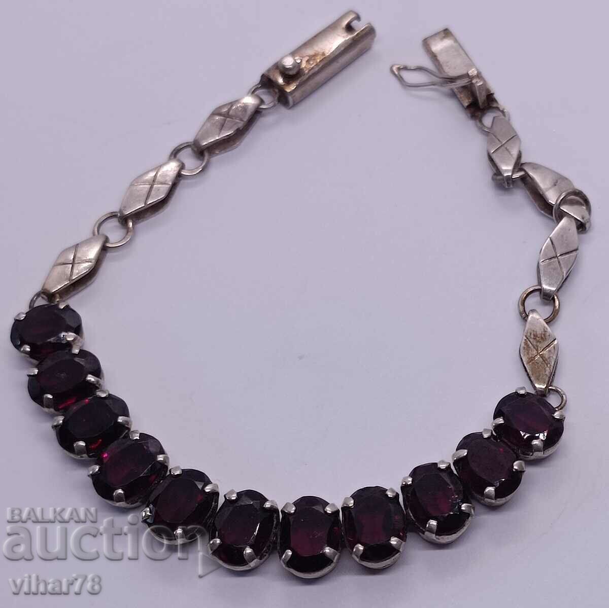 silver bracelet with garnet