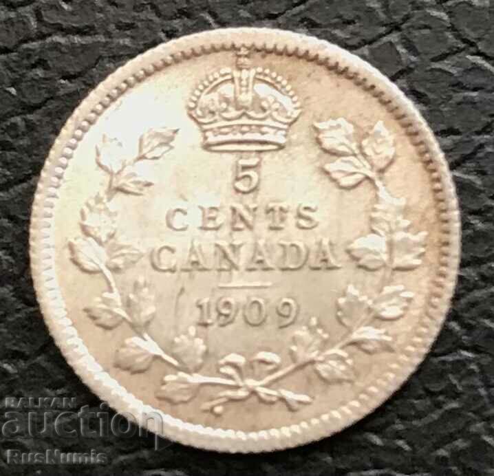 Canada. 5 cenţi 1909. Argint.