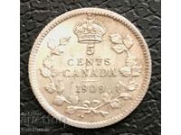 Канада. 5 цента 1909 г. Сребро.
