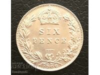 Marea Britanie. 6 pence 1906. Argint.