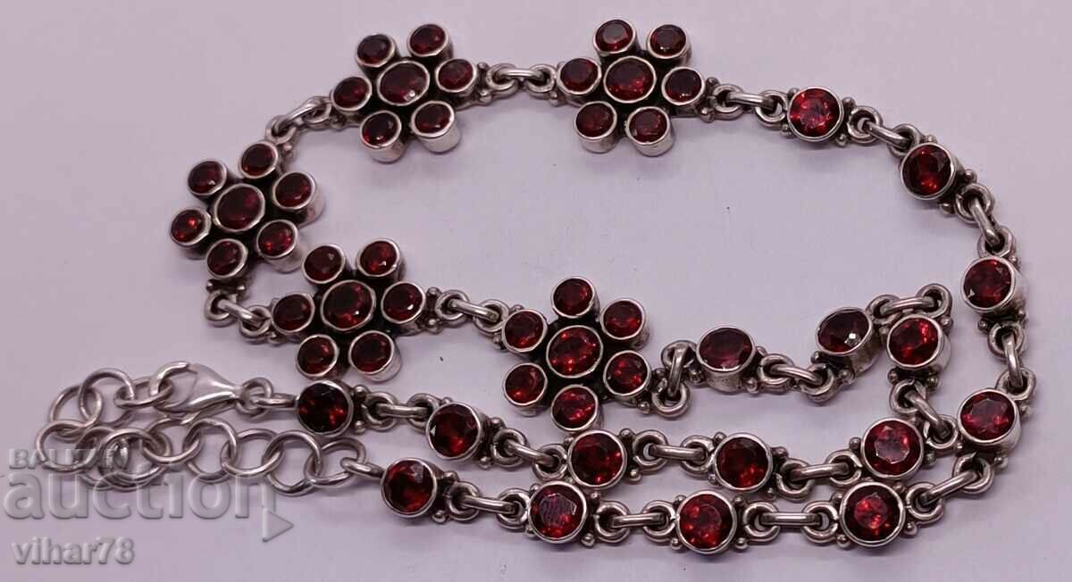 SILVER NECKLACE WITH GARNET - 6
