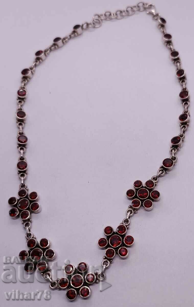 SILVER NECKLACE WITH GARNET - 7