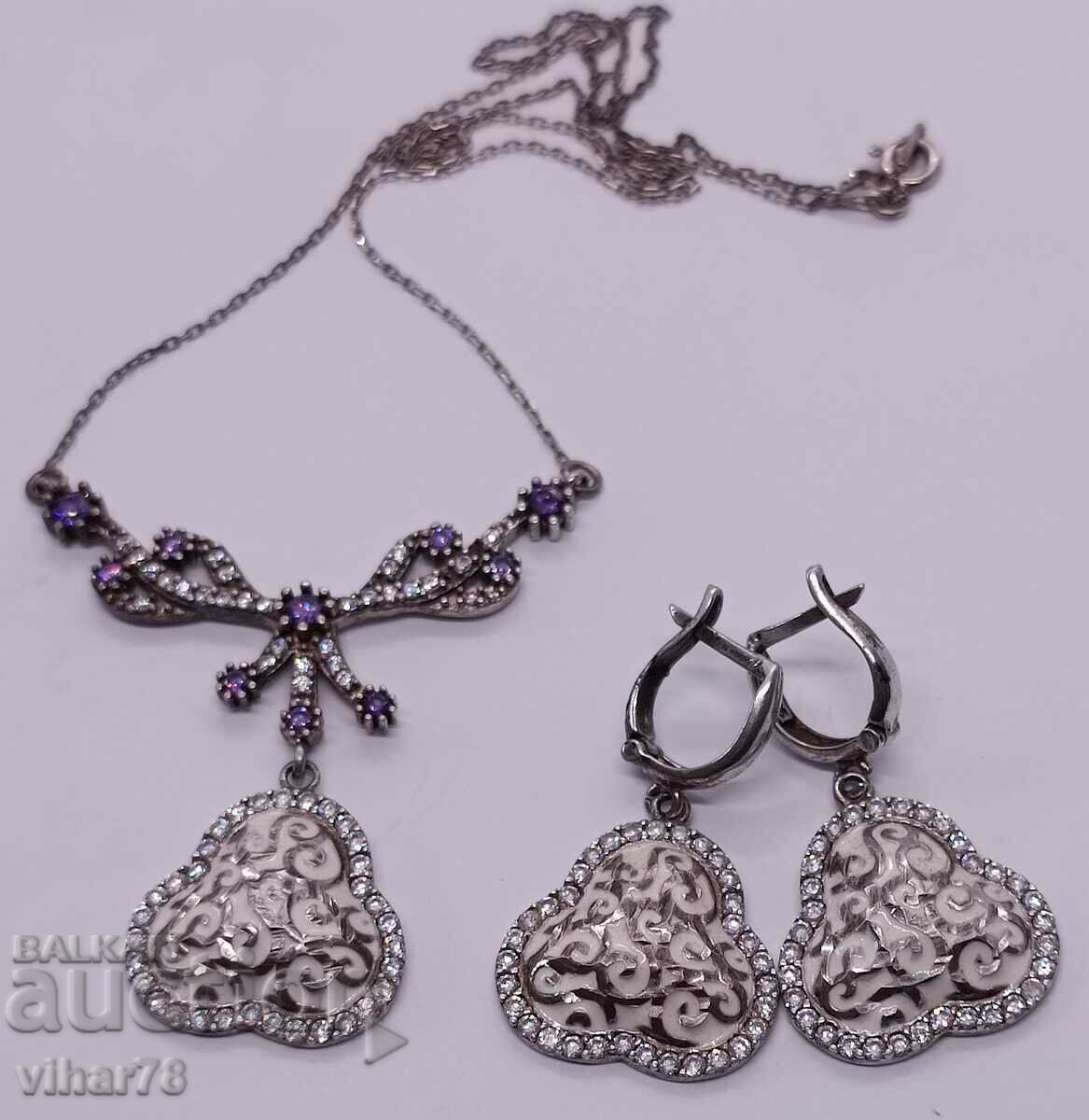 Auction Silver set Pendant with earrings Auction Silver set Pendant with earrings