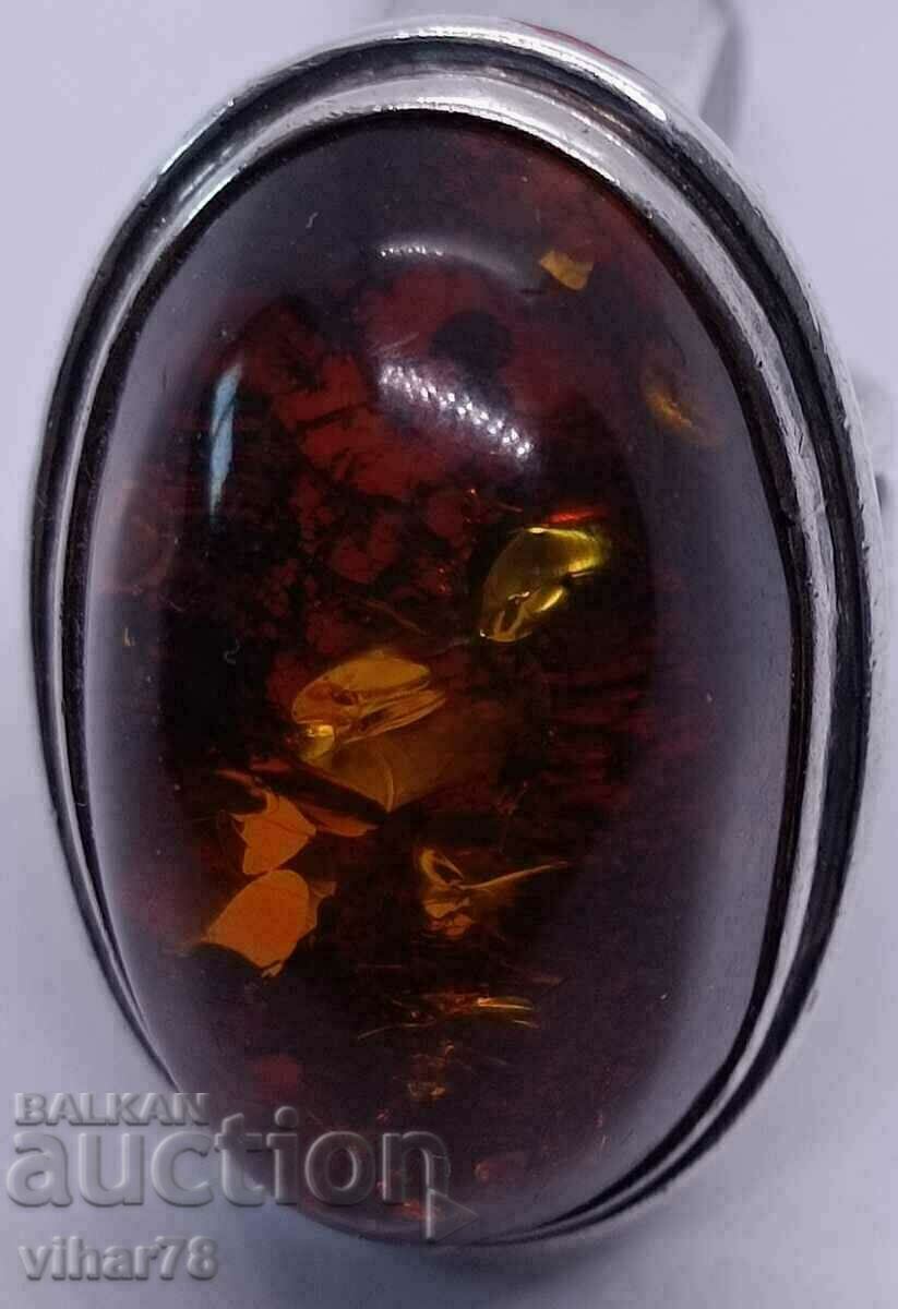 Women's Silver Ring with Amber - 5 Women's Silver Ring with Amber - 5