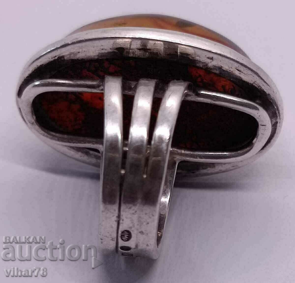 Women's Silver Ring with Amber - 7 Women's Silver Ring with Amber - 7