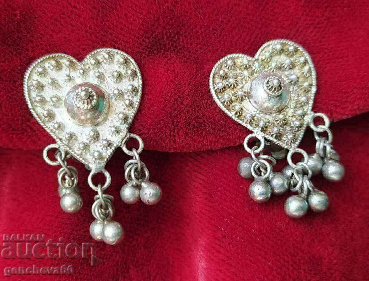 Silver earrings arpalias, hearts, clips, costumes