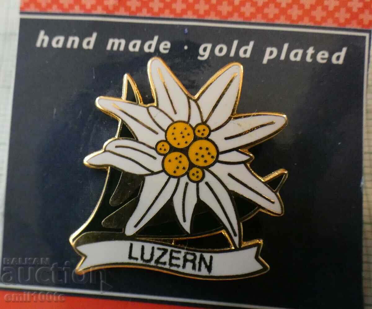 Edelweiss - Luzern Suvenir Elveția Realizat manual Placat cu aur