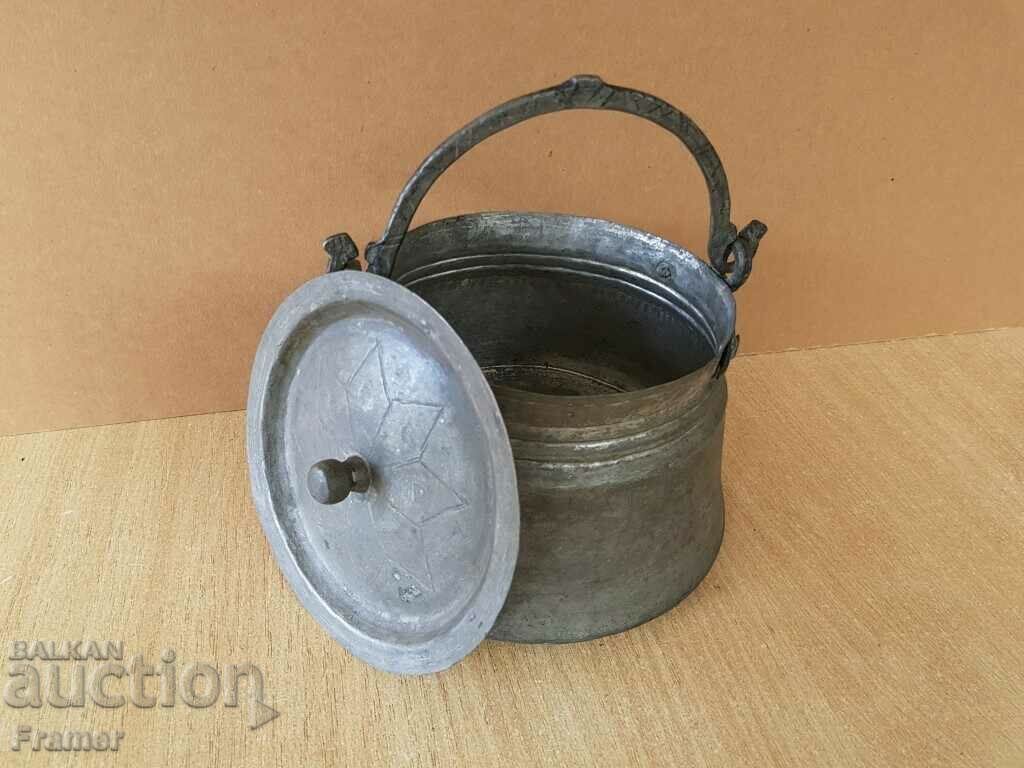 Unique Renaissance 19th century Cauldron menche sahan blue copper - 5 Unique Renaissance 19th century Cauldron menche sahan blue copper - 5