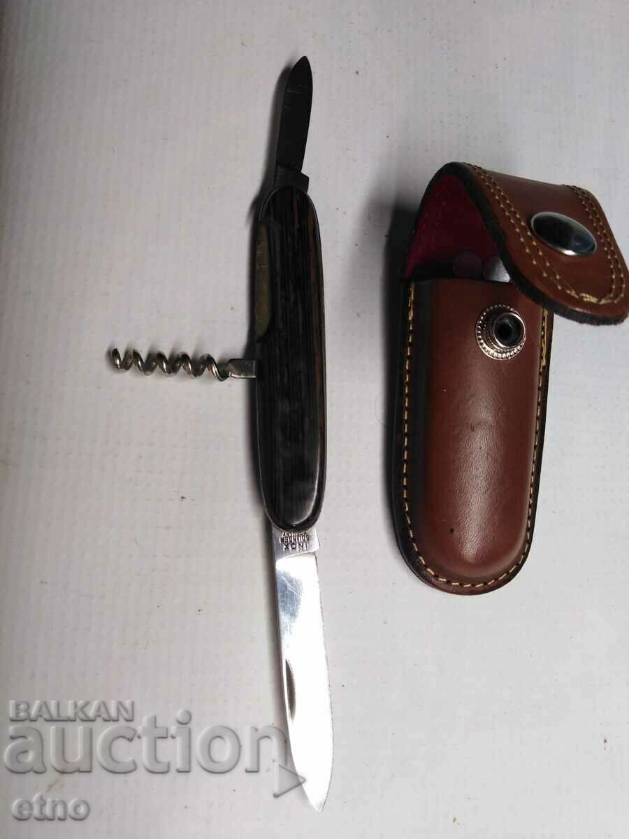 OLD GERMAN POCKET KNIFE-SOLINGEN, SOLINGEN WITH LEATHER CASE