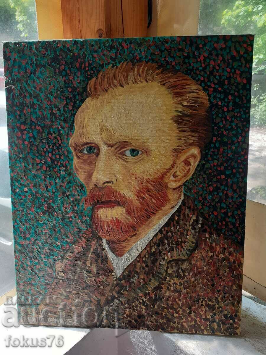 Painting oil canvas Bulgarian author Van Gogh reproduction
