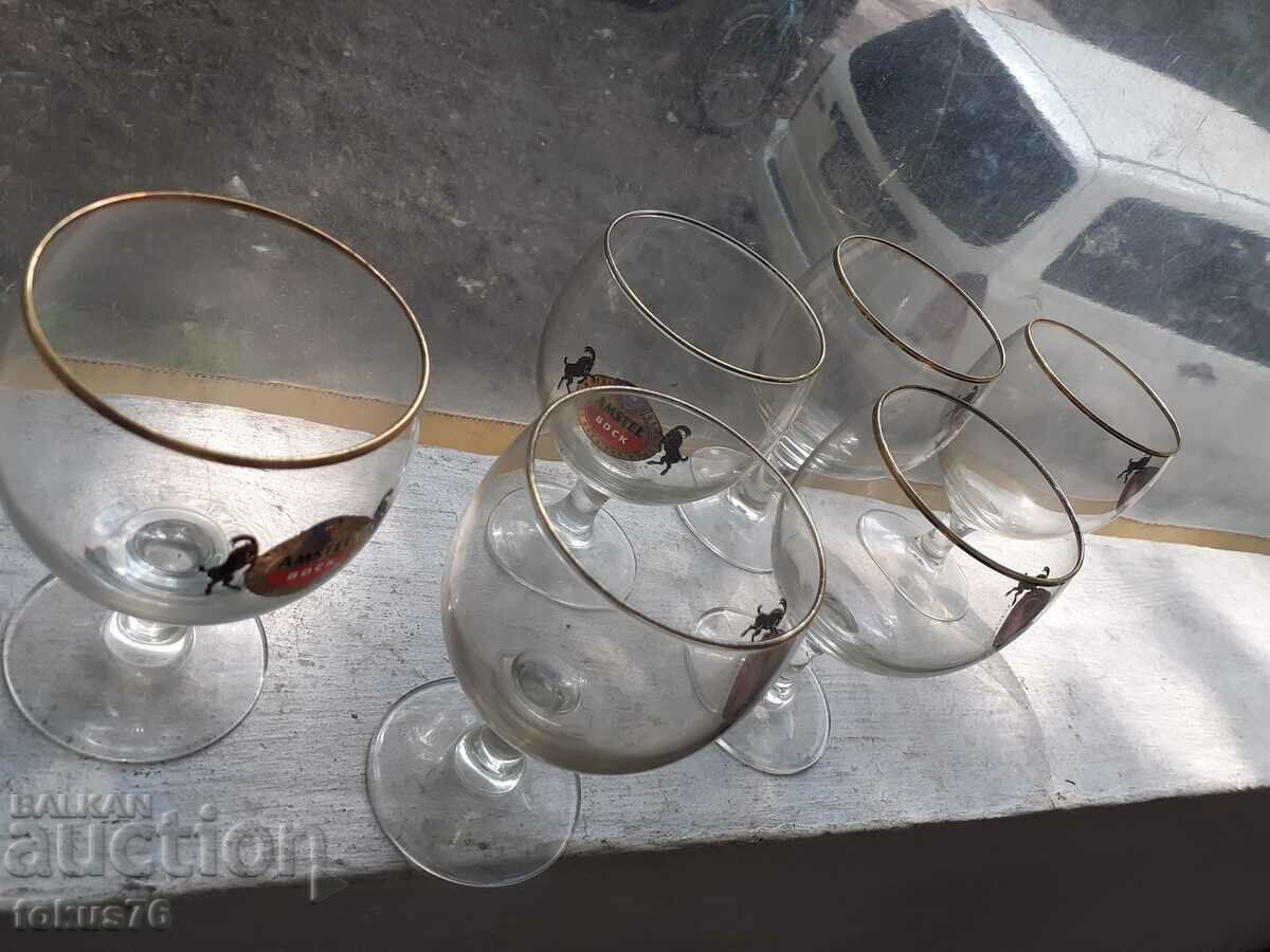 Old beer glasses Amstel 6 pcs. - 6 Old beer glasses Amstel 6 pcs. - 6