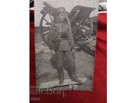 1917г,ПСВ, ЦАРСКА СНИМКА- войник, Униформа, кобур, оръдие