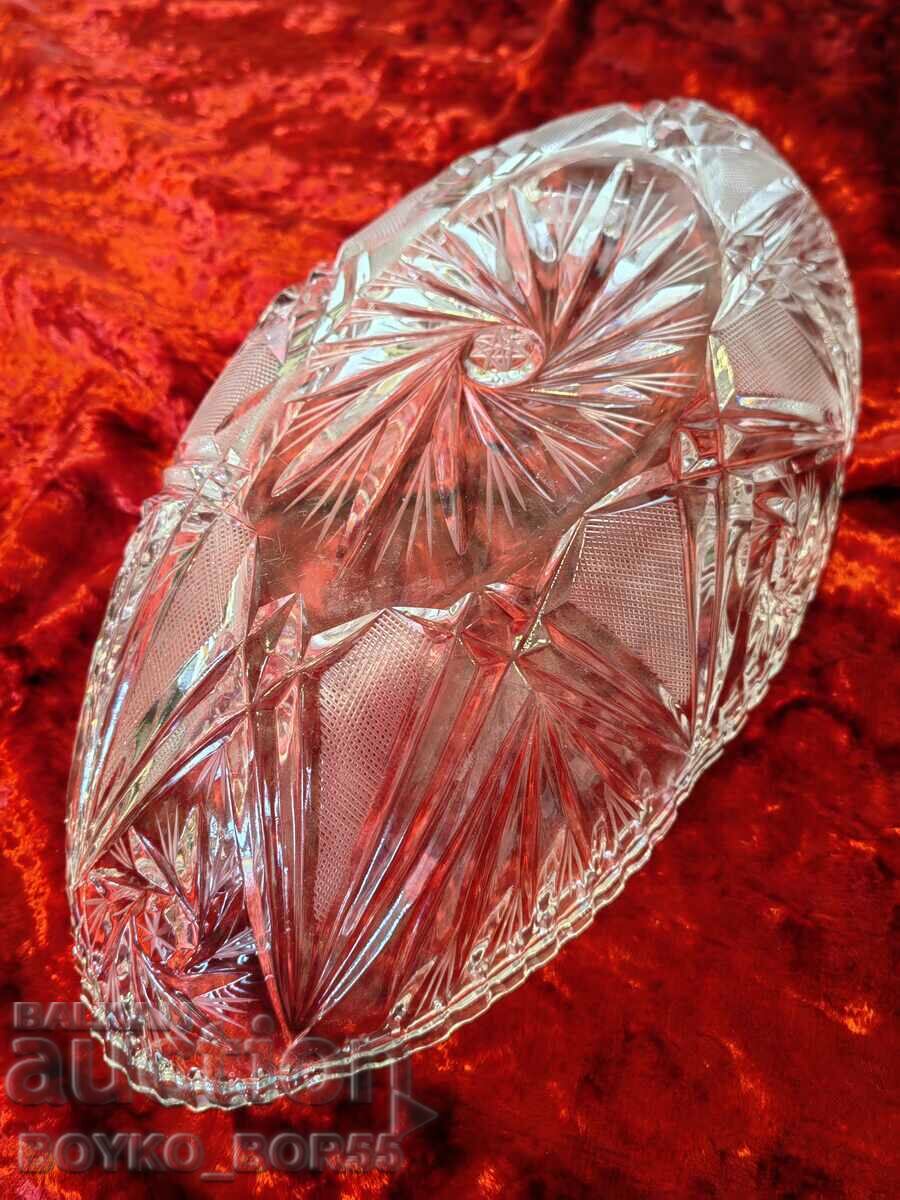 Auction Original Crystal Czech Fruitiera Gondola from the 1970s Auction Original Crystal Czech Fruitiera Gondola from the 1970s