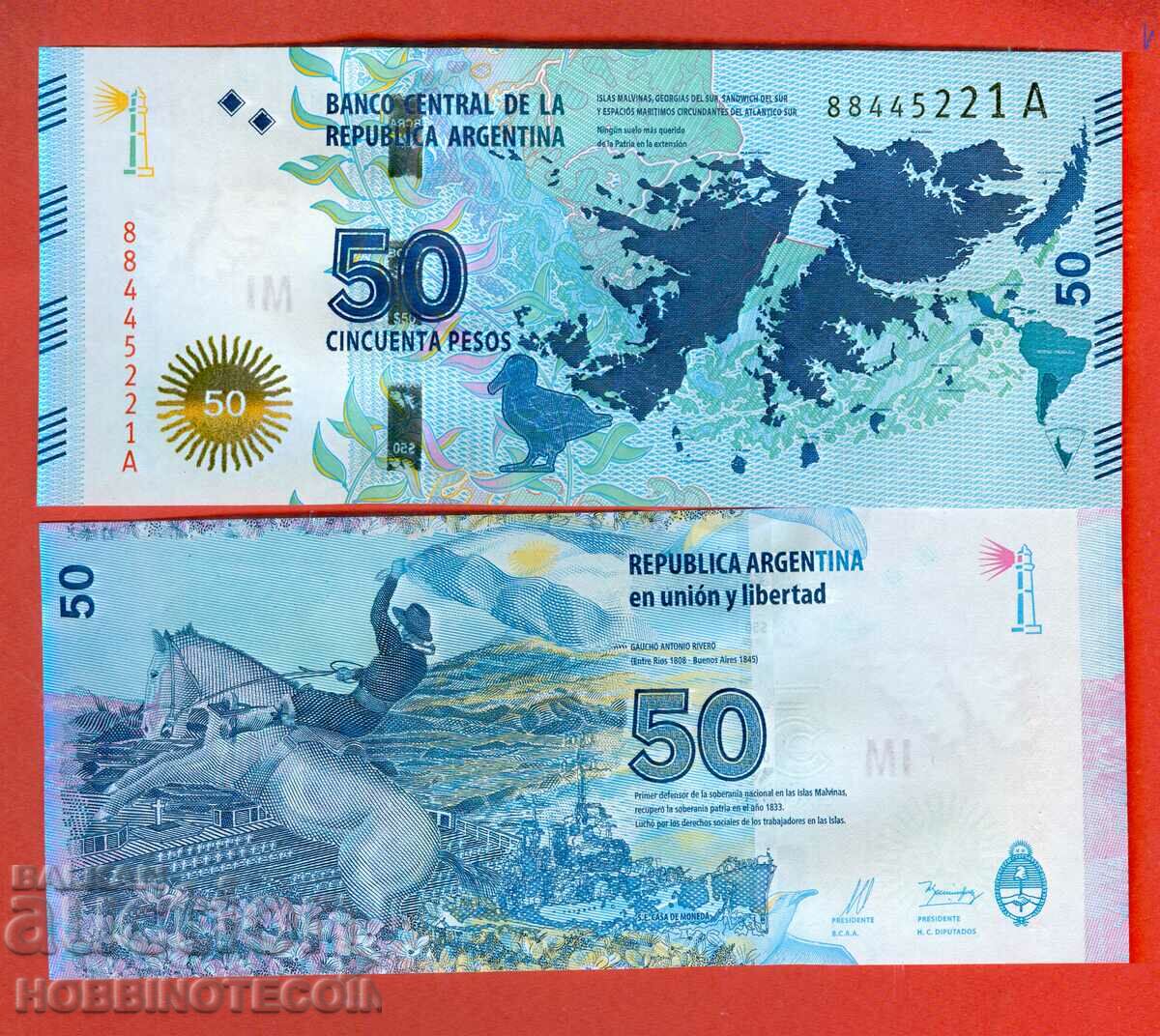 ARGENTINA ARGENTINA 50 Pesos SCRISOARE - A - numarul 2015 NOU UNC