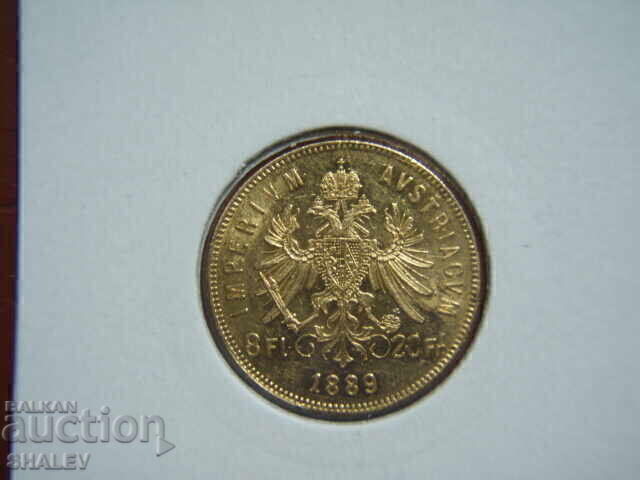 Livrarea 20 Franci / 8 Florini 1889 Austria (Avstriya) - AU (aur)
