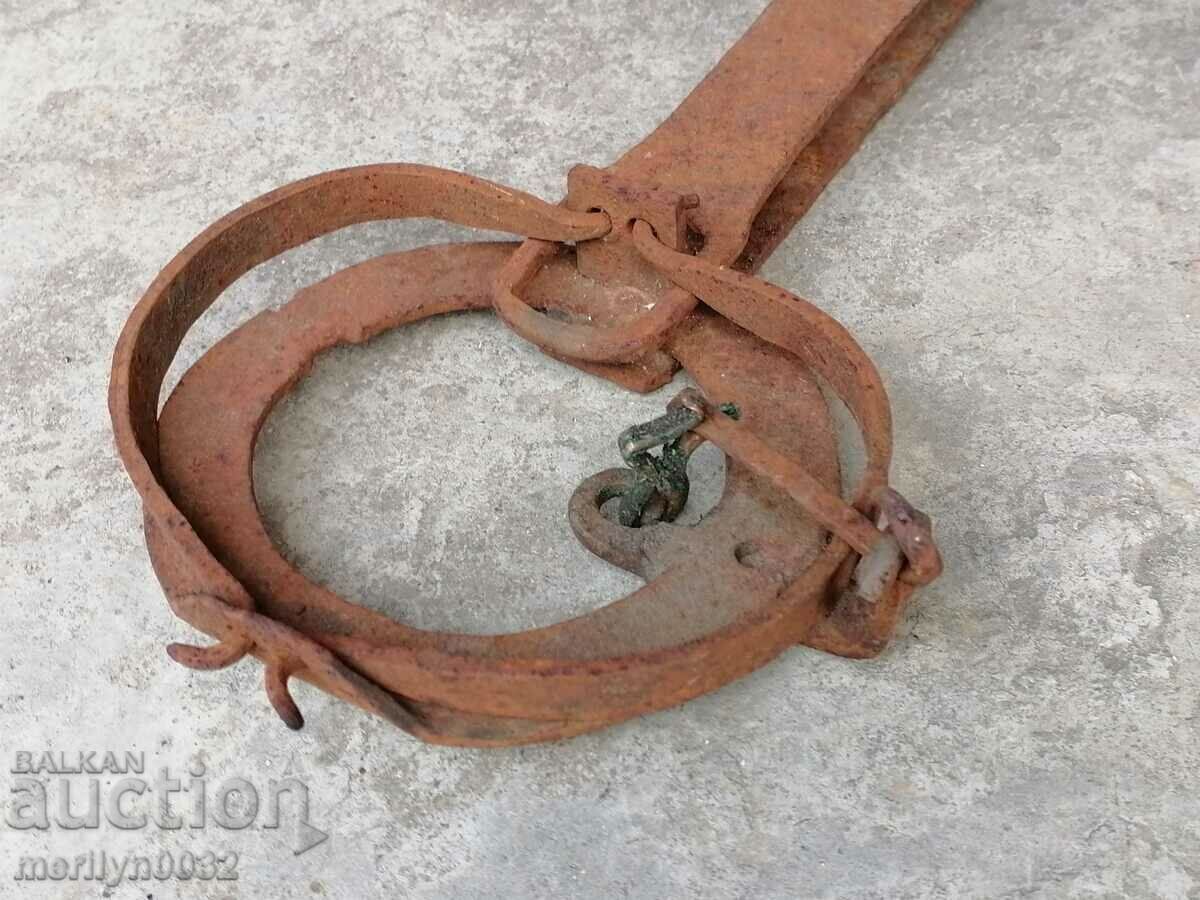Auction Old hand forged trap, wrought iron primitive Auction Old hand forged trap, wrought iron primitive