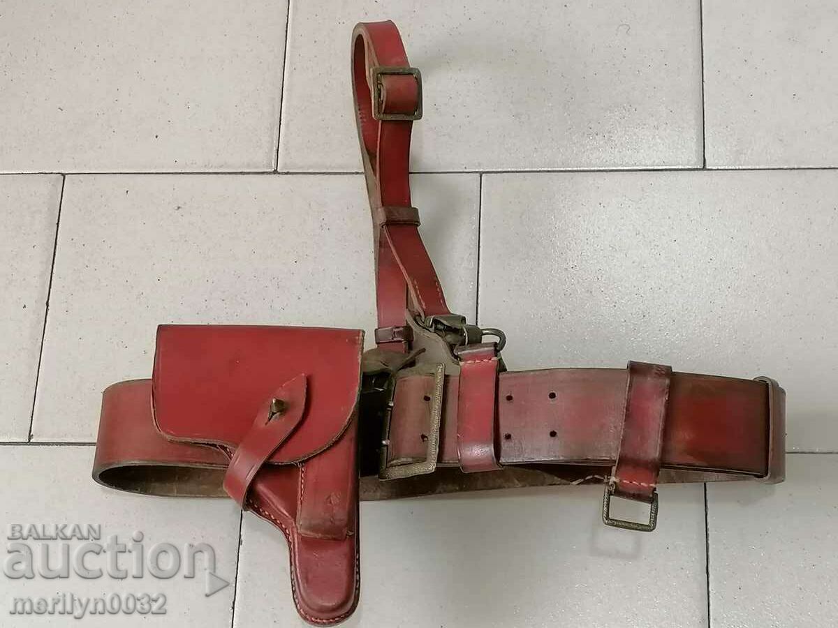 Царски офицерски боен колан кобур за пистолет Валтер РР WW2